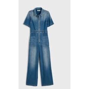 Madewell Zip Front Denim Coveralls Relaxed Straight in Robertson Wash Sz S NWT #